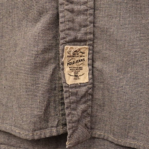 Polo Jeans Co. Vintage short sleeve Chambray button Shirt light blue men's large - Picture 3 of 7